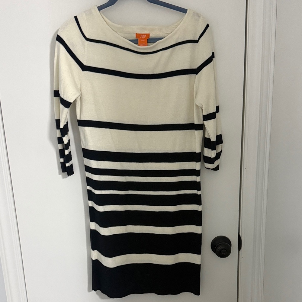 Black and White Striped Long Sleeve Dress